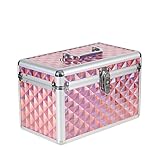 AR BRAND EST. 2021 Aluminium Hard Make Up Travel Storage Box Cosmetic Beauty Vanity Case Organizer, Pink, Vanity Case