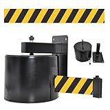 20 m/65 ft lange, an der Wand montierbare, einziehbare Absperrleine, Absperrband für Warteschlangen, mit sicherem Bremssystem und Verriegelungsknopf, auffälliges Design in leuchtenden Farben, Verwendu