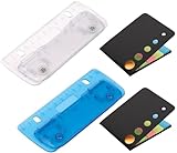 Set 2er Taschenlocher Mini zum Abheften mit Haftnotizen Haftstreifen Mini-Taschenlocher zum Einheften, für 8 cm Lochung mit 12 cm Skala, für Schule Büro Haushalt, Farben Durchsichtig Blau