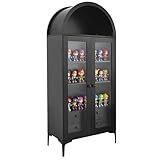 VEVOR gewölbte Vitrine mit Glastüren, Sammlervitrine Vitrinenschrank vierstöckig, Vitrine (179 cm hoch) mit 2 verstellbaren Regalen, Aufbewahrung für Schlafzimmer Wohnzimmer Büro