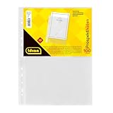 Idena 376002 - 100 Stück Klarsichthüllen A4 genarbt, Prospekthüllen aus Kunststoff 40µ, dokumentenecht, Klarsichtfolien mit Universallochung