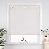 Joyswahl Raffrollo mit Ösen Uni Raffgardinen Wohnzimmer Fenster Vorhänge mit Haken Bändchenrollo »Alwine« Blickdicht BxH 60x140cm Beige 1er Pack