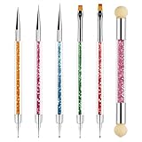 Sularpek 6 Stück Nagel Pinsel Set,Nagelpinsel,Nail Art Dotting Tools Mit 1 Sponge Brush Applikator,Pinsel Nageldesign,Nail Art Pinsel,Gel Nägel Pinsel,Pinsel für Gelnägel für DIY Nail Art Design