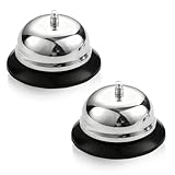 2 Stuck Tischglocke Metall, Tischklingel Kleine Glocke mit Knackigem Klingeln Rezeptionsklingel Bell Schiffsglocke für Restaurants Hotels Bars Silber