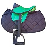 Brama West Kinder Shetty Sattel Set „My Little Pony“ | Sattel für Shetty Pony Holzpferd | mit Satteldecke, Sattelgurt, Steigbügel & Steigbügelriemen | Sattel Grün (Sattel Grün/Decke Schwarz)