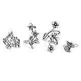 Hohl geschnitzte Blume Ring Set Ring Set Vintage Türkis Bowling Ring Ring für Frauen Mädchen robust und wirtschaftlich