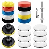 80mm Polierschwämme Pads,23 Stück Polierset Auto,Polieraufsatz Akkuschrauber Auto,Akkuschrauber Polieraufsatz,für Poliermaschine zum Polieren, Schleifen, Wachsen