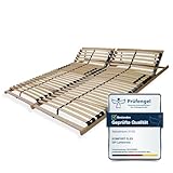 Sleepneo Lattenrost 200x200, Kopfteil verstellbar, Ergonomischer 7-Zonen-Lattenrost, Buchenholz, 28 Latten, Selbstmontage, hohe Traglast bis 150Kg