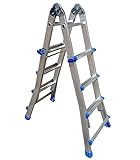 Suinga Mehrzweckleiter aus Aluminium, 7 + 7 Stufen, maximale Arbeitshöhe 4,49 m