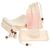 cobee 10 Stück Seifensäckchen Bio, Sisal Seifenbeutel Seifentasche mit Kordelzug für Feste Seife und festes Duschgel, Seife Mesh Tasche zum Duschen Baden Schäumen und Trocknen von Seifen(Baumwolle)