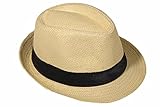Miobo Strohhut, Panamahut Fedorahut,Trilby-Design,Sonnenschutz 60-Strohhut-Beige