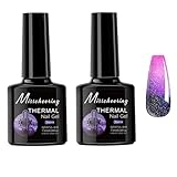 2 Pcs Farbwechsel UV Gel Nagellack, 7.5ml Thermo Shellac Gellack Farbgel Chamäleon Nagelgel, Thermogel Soak Off Nail Polish French Manicure für Frauen Mutter Geschenkset DIY zu Hause