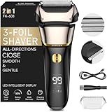 Folienrasierer Herren,2 in 1 Rasierer Herren Elektrisch Wiederaufladbarer USB Rasierapparat Herren Nassrasierer & Trockenrasierer Elektrorasierer Herren 100 Min Laufzeit,Zero Gap Skin,IPX7,Reisesperre