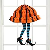 Halloween-Hexenbein-Dekoration – Wabenförmiges Papier-Hängeornament für böse Hexenbeine | Halloween-Partyzubehör, Baumschmuck für Fenster, Haustür, Girlande, gruselige Outdoor-Dekoration