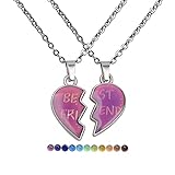 2 Stück BFF Damen Mädchen Halskette Damen Herz Freundschaft Kette für verschiedene Farbwechsel bei verschiedenen Temperaturen Kette