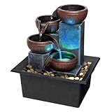 SURPRIZON Zen-Tisch-Wasserfallbrunnen für Meditation, Schreibtisch-Wasserbrunnen mit LED-Licht und natürlichen Flussfelsen für Büro, Zuhause, Schlafzimmer