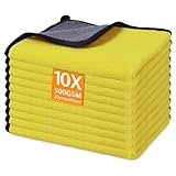 Gucass 10 Stück Mikrofasertücher Auto, 500 GSM Poliertuch Auto Trockentücher Extrem Saugstark, Fusselfreie Microfasertuch Reinigungstuch für Pflege von Auto Motorrad Hause Küche, 30x40cm, Gelb