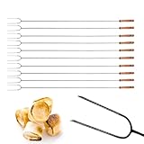 GarPet Grillspieß Lagerfeuer 100cm lang 10 Stück im Set Lagerfeuerspieße Wurstspieße extra langer BBQ Spieß für Feuerschale Holzgriff Grillgut Brot Marshmallows