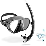 CRESSI Ocean + Gamma Combo Black/Black - Schnorchelset Ocean Maske+Schnorchel Gamma zum Tauchen und Schnorcheln, Schwarz/Schwarz, Einheitsgröße, Erwachsene