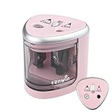 Gvolatee Spitzer Rosa, Anspitzer Dicke und Dünne Stifte Spitzmaschine, Elektrischer Behälter Pencil Sharpeners Sharpener Bleistiftanspitzer, Elektrisch Bleistiftspitzer Mit Dose Bleistift