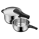 WMF Perfect One Pot Schnellkochtopf Induktion Set 2-teilig, Dampfkochtopf 4,5l + 3l, großes Kochsignal, 2 Kochstufen, abnehmbarer Deckelgriff, für alle Herdarten geeignet, Edelstahl