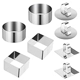 ZYETGH Dessertringe, 4 Stück Servierringe 8cm Tortenring Klein Edelstahl Kuchenring Wiederverwendbar Speiseringe Set für Mousse Kuchen Desserts Pudding DIY