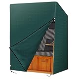 LEKEFETO Strandkorb Schutzhülle, Strandkorbhülle, Schutzhülle für Strandkorb, Strandkorb Abdeckung, Wasserdicht & Staubdicht & UV-Schutz & Reißfestigkeit - 125 x 90 x 165/135 cm, Grün