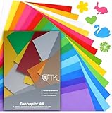 50 Blatt A4 Tonpapier - 220 g/m² Papier - Tonkarton mit 10 Farben bunt Bastelpapier & Bastelkarton zum Basteln & Gestalten - Buntes Papier