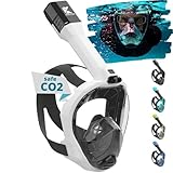 Khroom Schnorchelmaske Erwachsene Vollmaske | In Höhle der Löwen vorgestellt | Unsere Beste CO2 sichere Tauchermaske Seaview Pro zum Schnorcheln | Vollgesichtsmaske Schnorchelmaske (L/XL, Weiß)