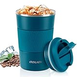 Aolieh Thermobecher, Kaffeebecher mit Auslaufsicherem Deckel, Thermobecher- Isolierbecher, Edelstahl Travel Mug, Kaffeebecher to go für heißes und kaltes Wasser Kaffee Tee (380ML,Blau)