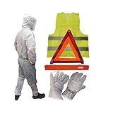 Notfall-Set mit Warnweste, Warndreieck, Einwegoverall und Handschuhen