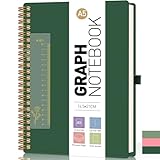 PYNEX Notizbuch A5 Kariert, Notebook, Notizblock Spiralbindung With 160 Blatt 100GSM, Tagebuch für Erwachsene,Schule - Dunkelgrün