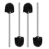 4 Stück Klobürste Schwarz, Toilettenbürste aus Edelstahlstiel, Tiefenreinigung Badezimmer WC Bürste Klobürsten Ersatz-Bürste mit 8 cm Durchmesser