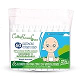COTTON SOUND ECO Wattestäbchen Baby 1 Beutel x 60 Stück, Wattestäbchen für Kinder, ökologische und biologisch abbaubare Baumwollstäbchen, 100% hydrophile Baumwolle, kompostierbarer Beutel, Made in