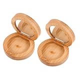 ULTECHNOVO 2 Stück Kompakter Bambus Klappspiegel Tragbar Holz Mini Schminkspiegel für Reise Handspiegel Natürlicher Kosmetikspiegel Klarer HD Spiegel für Unterwegs und Zuhause
