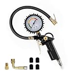 Digitaler Reifendruckprüfer, Luftdruckprüfer Manometer, Reifenfüller Multifunktional, 220PSI 0-15 bar mit Ventil Kern Werkzeug, Druckluft Kompressor Zubehör Manometer, für Auto Motorrad Lkw PKW