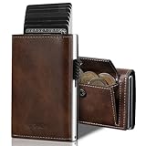 MYSHION Geldbörse Herren mit Münzfach & RFID-Schutz, Smart Wallet mit Sichtfenster, Portmonee Geldbeutel Herren, Portemonnaie Herren mit 6 Kartenfächern für bis zu 11 Karten (Braun)