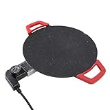 Elektrische Grillplatte, Rauchfreie Elektrische BBQ-Grill-Backbleche, Runde Antihaft-Grillpfanne, Pfannkuchenmaschine mit Griffen, 1200 W, 11,8 Zoll (EU-Stecker 220 V)