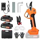 Akku Astschere mit LCD Anzeige, Schnurlose Elektrische Gartenschere mit 2 x 2000mAh Batterien und Max 40 mm SK5 Klingen, Tragbare Professionelle Elektrogartenscheren zum Baumschneiden