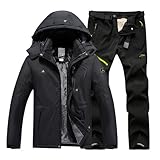 Skianzug Herren 2 Teilig Set - Schneeanzug Herren Zweiteilig Outdoor-Skikleidung Winddicht Ski Anzug Mit Kapuzen Atmungsaktiv Softshelljacke/Schneehose Winter Snowboarden Ski-Anzug Schnee-Jumpsuit