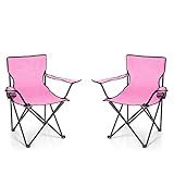 BigDean 2X Faltstuhl PINK Campingstuhl Anglerstuhl mit Getränkehalter & Tragetasche - Anglersessel klappbar - Klappstuhl Gartenstuhl Faltstuhl Relaxsessel Angelsessel faltbar