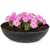 matches21 HOME & HOBBY Pflanzschale für draussen in schwarz marmoriert 37 x 10,5 cm als wetterfeste Blumen-Schale