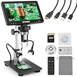 WADEO 7' LCD Digitalmikroskop inkl. 32GB Karte, 1080P HDMI LCD-Mikroskop Lötmikroskop USB mit Bildschirmübertragung, PC/TV-Ansicht, Windows und Mac OS kompitabel, für Elektroarbeit, Löten, Bildung