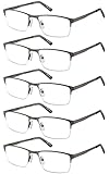 EYECEDAR 5 Stuks Lesebrille Herren Anti-blaues licht Halbrahmen rechteckig Federscharniere Lesebrille 2,50
