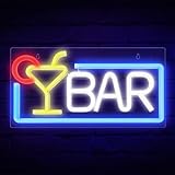 Focenat LED Neon Schild, Bar Neonschilder, Acryl Leuchtschilder mit USB Powered, Neon Licht für Bar Deko, BAR Leuchtreklame, Leuchtschild Bar für Hausbar, Pub, Club, Party, Wanddekoration, 42x22x1.2cm