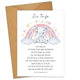 Hochwertige Karte Taufe Mädchen mit Umschlag, A6 Klappkarten Taufkarte mit Spruch, Glückwunschkarten zur Taufe, Taufgeschenke für Mädchen