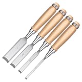 SDLDEER 4 Stück Stechbeitel Set für Holz, CR-V Stahl Halbkreisförmige Kante Hohlbeitel Set 6mm/12mm/18mm/25mm für Anfänger und Profis, DIY Holzmeißel Bildhauerei Tool für Tischler, Carver