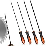4 Stück Kettensäge Schärfen, Rundfeile Kettensäge 4 Größen Von 3.2/4.0/4.8/5.5mm, Feilenset Mit Griff In Schwarz Und Orange, Pferd Feile Kettensäge Aus Kohlenstoffreichem Stahl