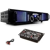 etc-shop PA DJ 2400 Watt Endstufe Verstärker Partyanlage Disco USB MP3 Mixer Partykeller Mischpult Kabel DJ Equipment Metall schwarz