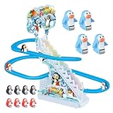 Pinguin-Dia-Spielzeug, Achterbahn-Spielzeug, interaktives Pinguin-Spielzeug, niedliches Pinguin-Rennspiel, lustiges Achterbahn-Spielzeug, Eltern-Kind-Interaktionsspielzeug, 25,4 x 14,9 x 24,9 cm, für
